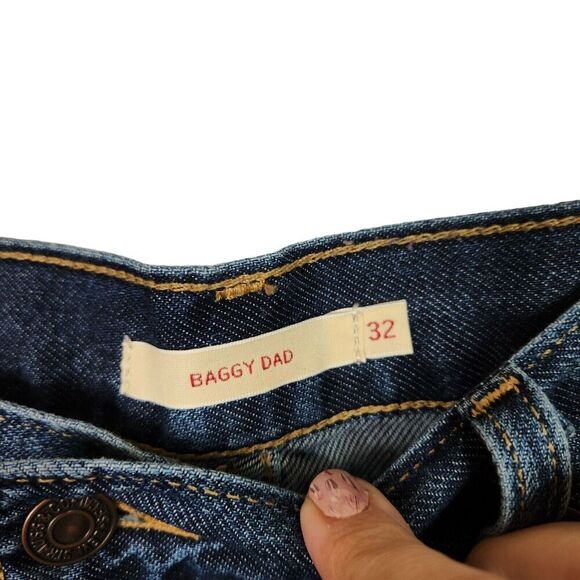 LEVI'S Jeans Womens 32 Medium Dark Blue Baggy Dad Jeans Premiums Baggy Loose 14 - Picture 9 of 12